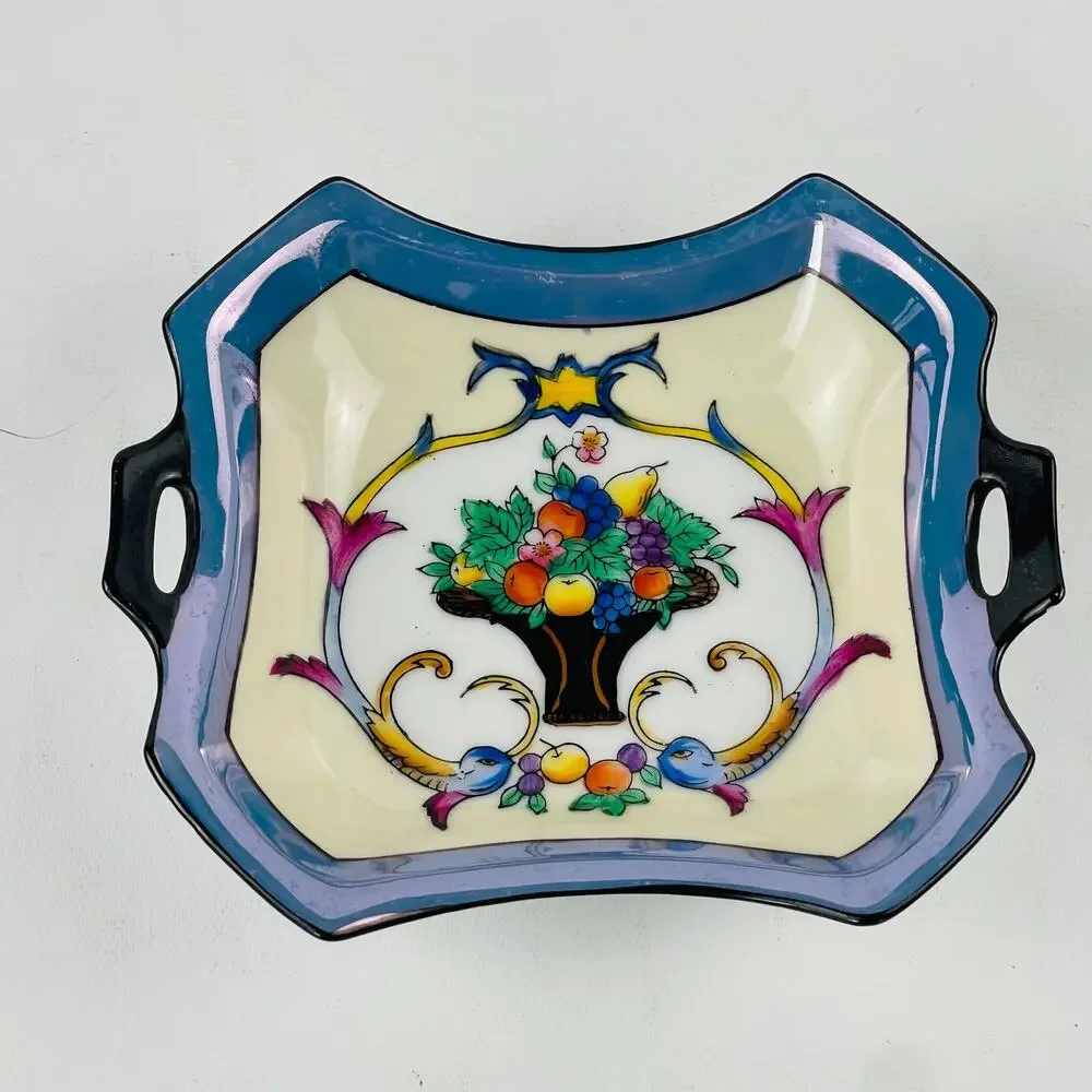 Vintage Noritake Japan Porcelain Fruit Bowl with Fruit Basket / Birds